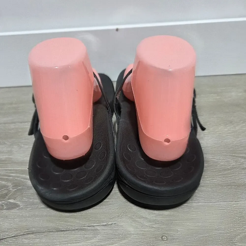 Vionic Rest Karina Black Leather with a Polished Ring Flip Flops Size 10 - Picture 3 of 7